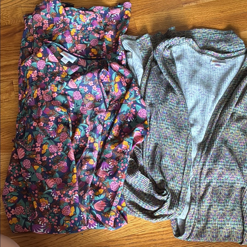 LuLaRoe Floral and Knit Long Joy Vests
